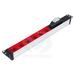 REGLETTE ALUM 19'' 6 P 2P+ T AVEC DISJONCTEUR LANDE LN-PRZ-UPS-1U6P-SC-B